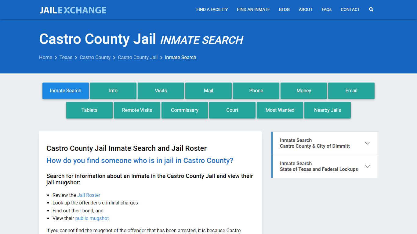Inmate Search: Roster & Mugshots - Castro County Jail, TX - Jail Exchange